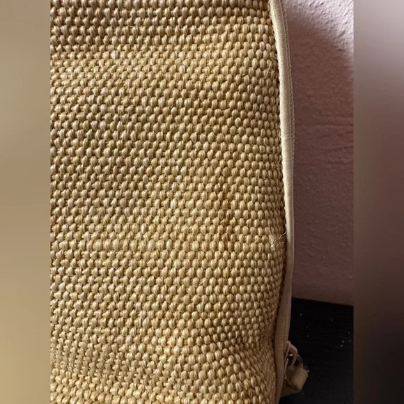 Vintage Etienne Aigner Straw Leather Top Handle Handbag Beige - Picture 12 of 13